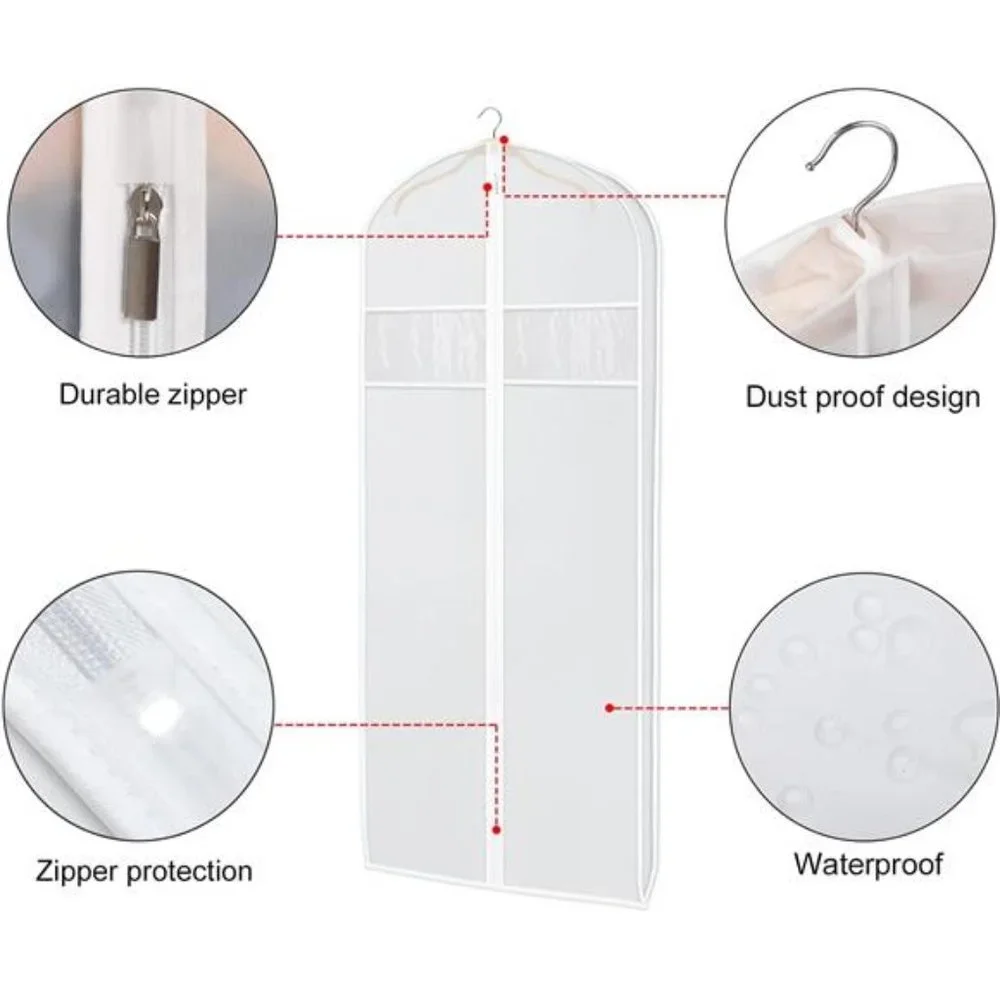 Dress Garment Bags for Storage 72-inch with Clear Window & 3
